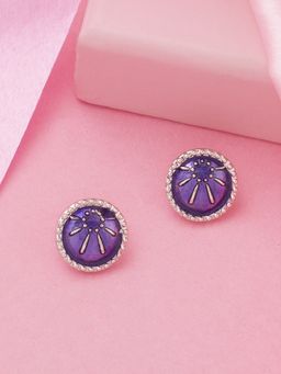 Estele - Rhodium Plated Circular Designer Stud Earrings for Women